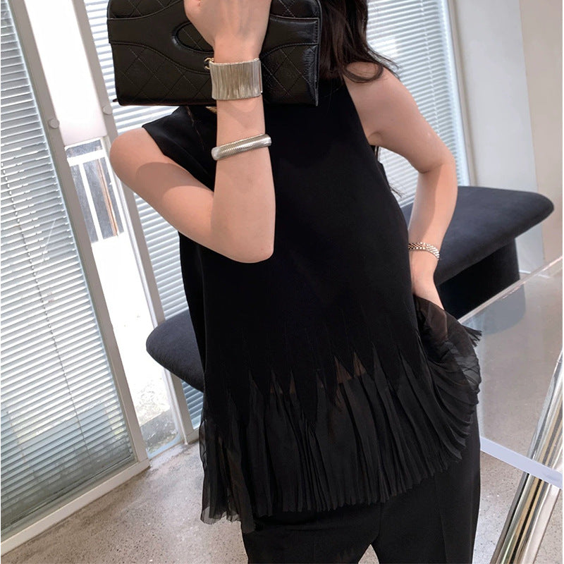 Damebluse med frynse detaljer og elegant snit Stilla