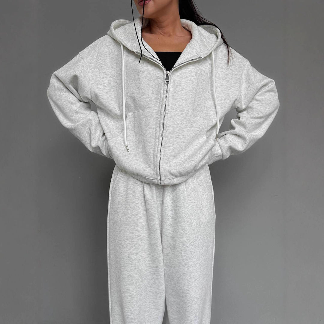 Kvindernes komfortable hættetrøje jumpsuit med høj kvalitets lynlås og afslappet pasform