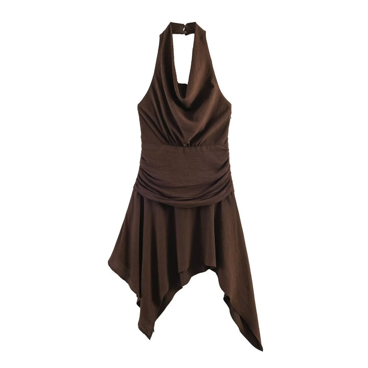 Dame asymmetrisk kjole med elegant drapering Skovae