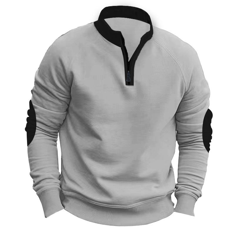 Herre sporty fleece-pullover med moderne ståkrave og unikke detaljer Stilla