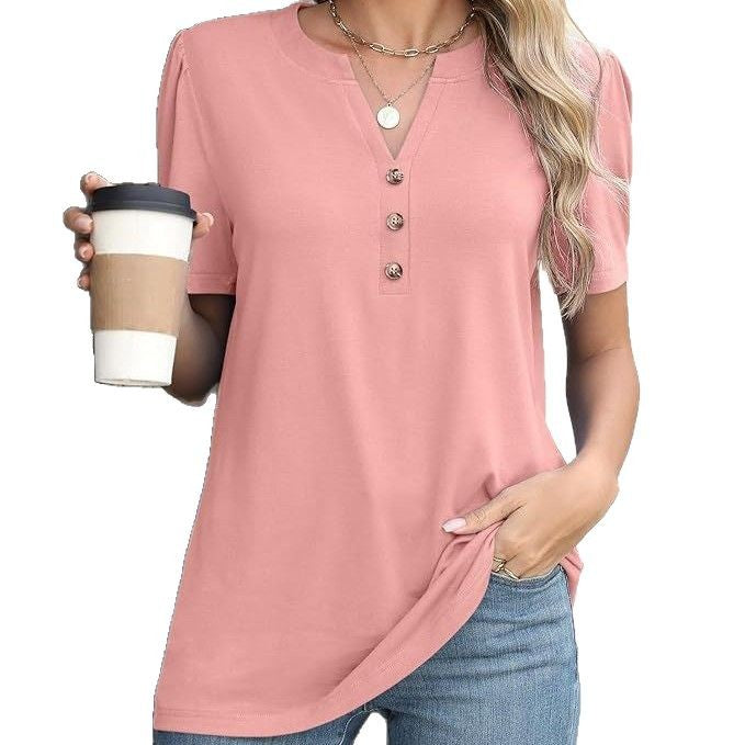 Dame Knap-Down Henley Top Stilla