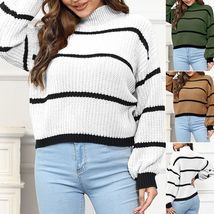 Dame grovstrik pullover med afslappet pasform og modige striber Stilla