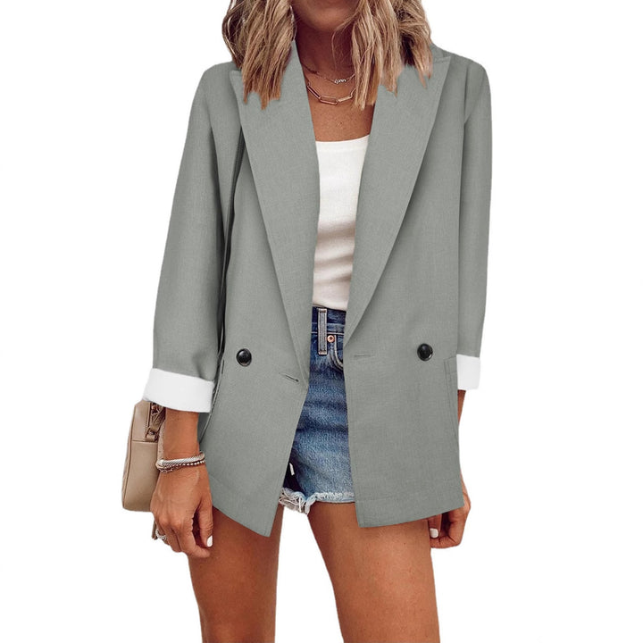 Dame Elegant Oversized Blazer med dobbeltrække af knapper og stilfulde detaljer Stilla