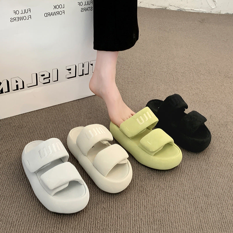 Femme Let Slip-On Slide Sandaler med justerbare Remme Stilla