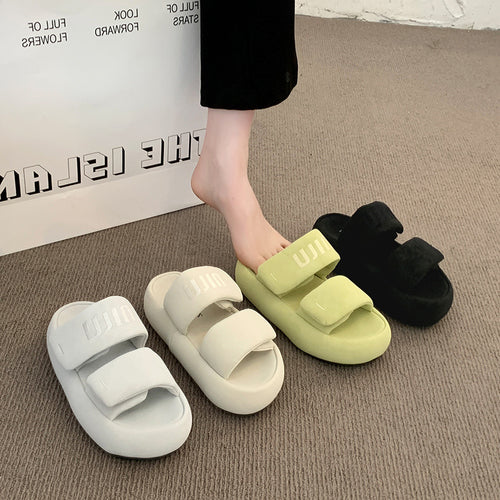 Femme Let Slip-On Slide Sandaler med justerbare Remme Stilla