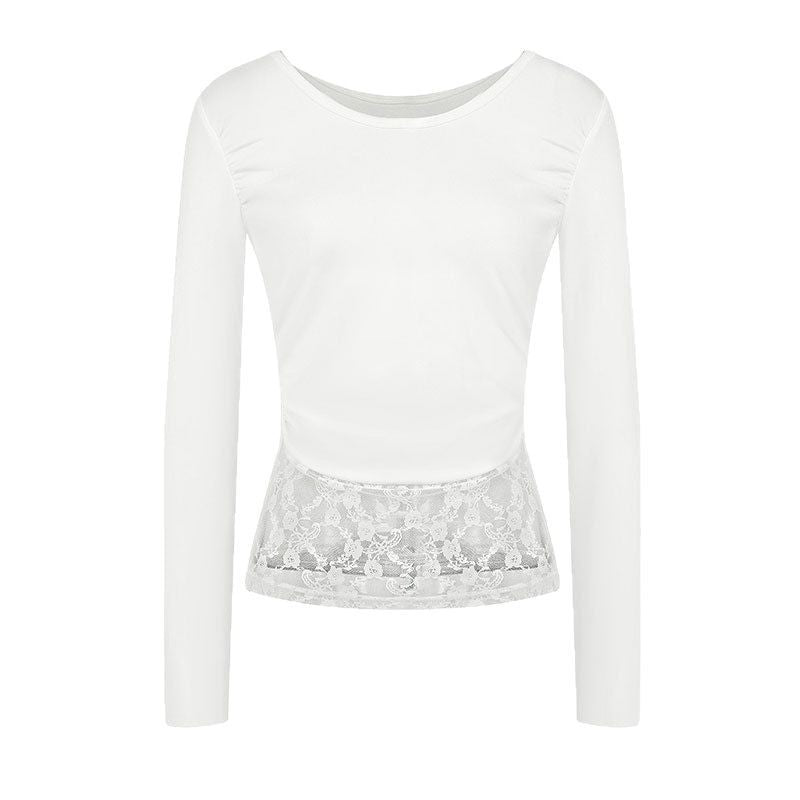 Dame elegant top med raffinerede flæsedetaljer Skovae
