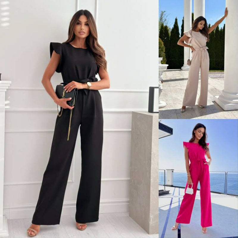 Dame Statement Jumpsuit med bredt ben og sløjfe detail Stilla