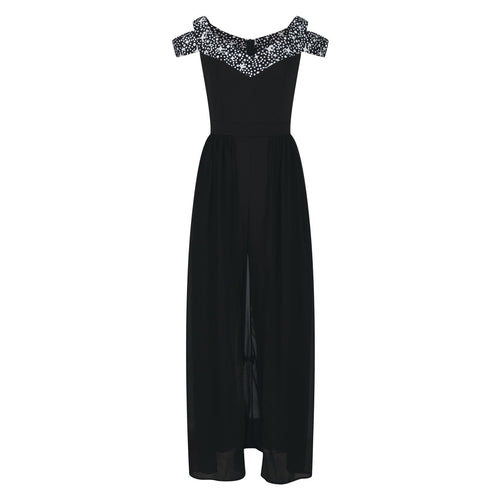 Dame Elegant Maxikjole med off-shoulder design og raffinerede spidsdetaljer Stilla