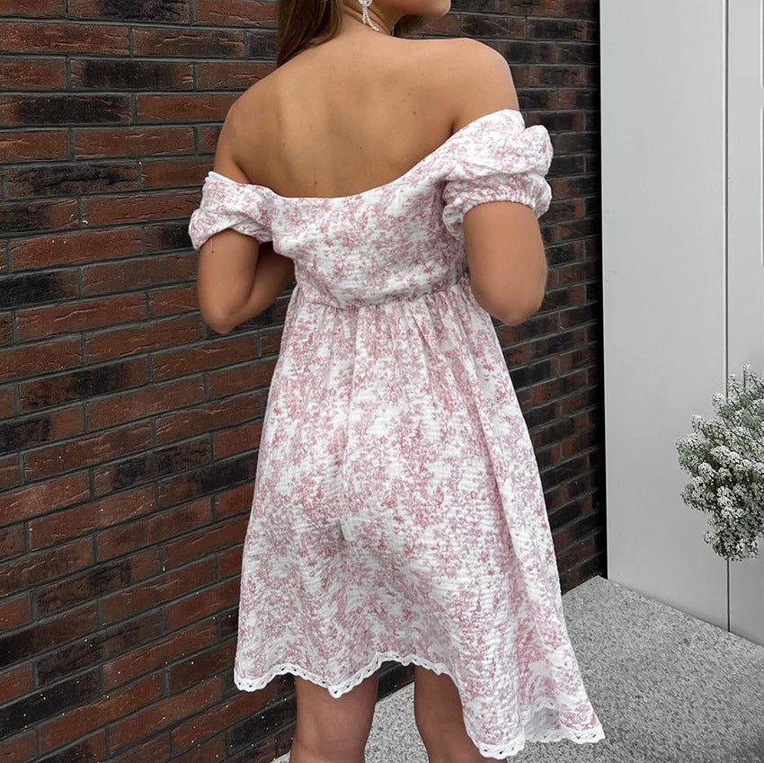 Dame Off-Shoulder Kjole med legende snøring og elegante volanter Stilla