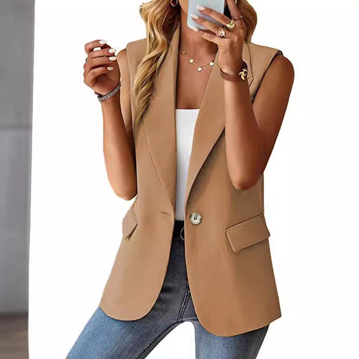 Dame ærmeløs blazer med moderne snit og elegante detaljer Stilla