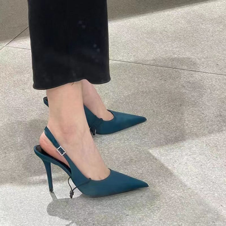 Dame Elegant Slingback Højhælede med smalt Ornamentbånd Stilla