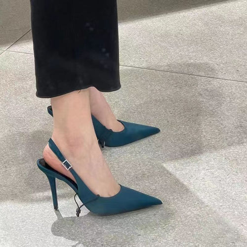 Dame Elegant Slingback Højhælede med smalt Ornamentbånd Stilla
