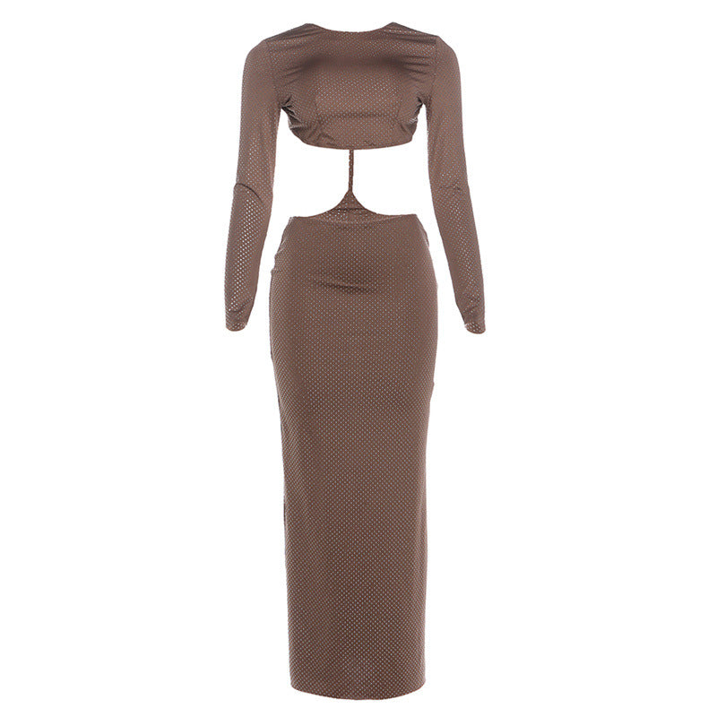 Damer Elegant Maxikjole med raffineret Cut-Out og højhalset design Skovae