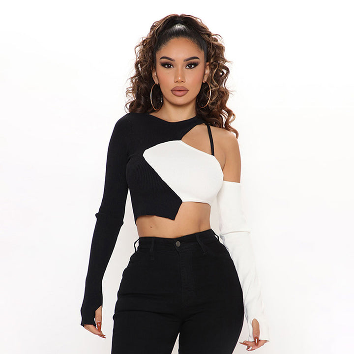 Femme Cut-Out Farveblok Crop Top Stilla