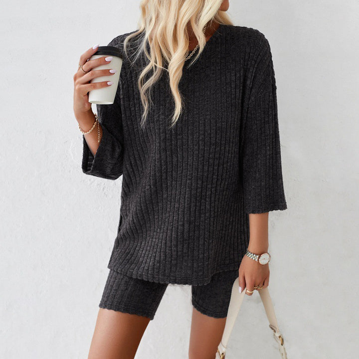 Damer Casual Strik-Top med moderne snit og shorts-omslagslook Stilla