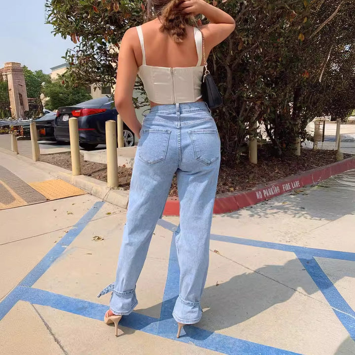 Kvinder Slidt Mom Jeans Stilla
