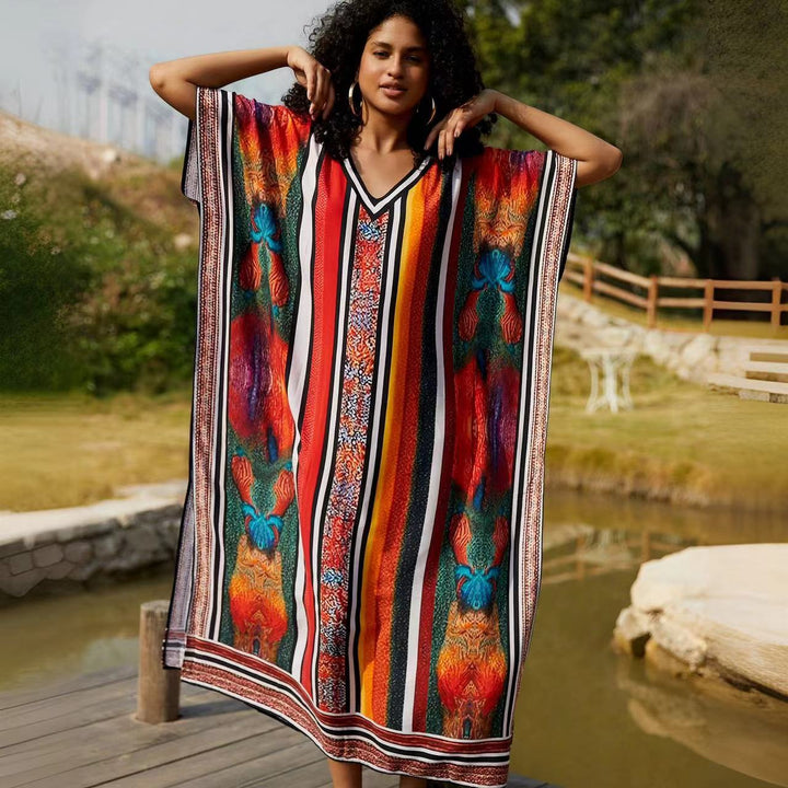 Dame Kaftan med attraktivt snit og livligt design Stilla