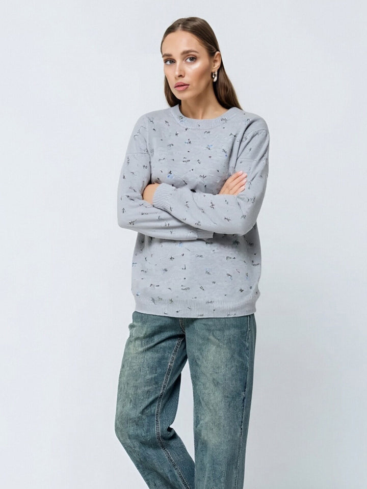 Kvinders casual sweatshirt med blomsterdesign og oversized pasform Stilla