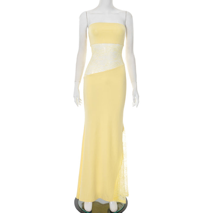 Femme Elegante Spids-Panel Maxikjole Stilla