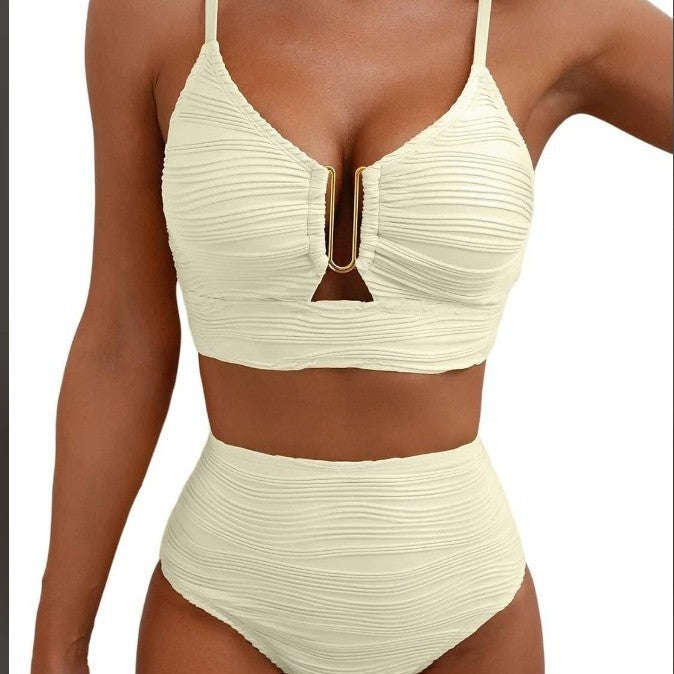 Dame Højtaljet Bikini-sæt med moderne Cut-Out Skovae