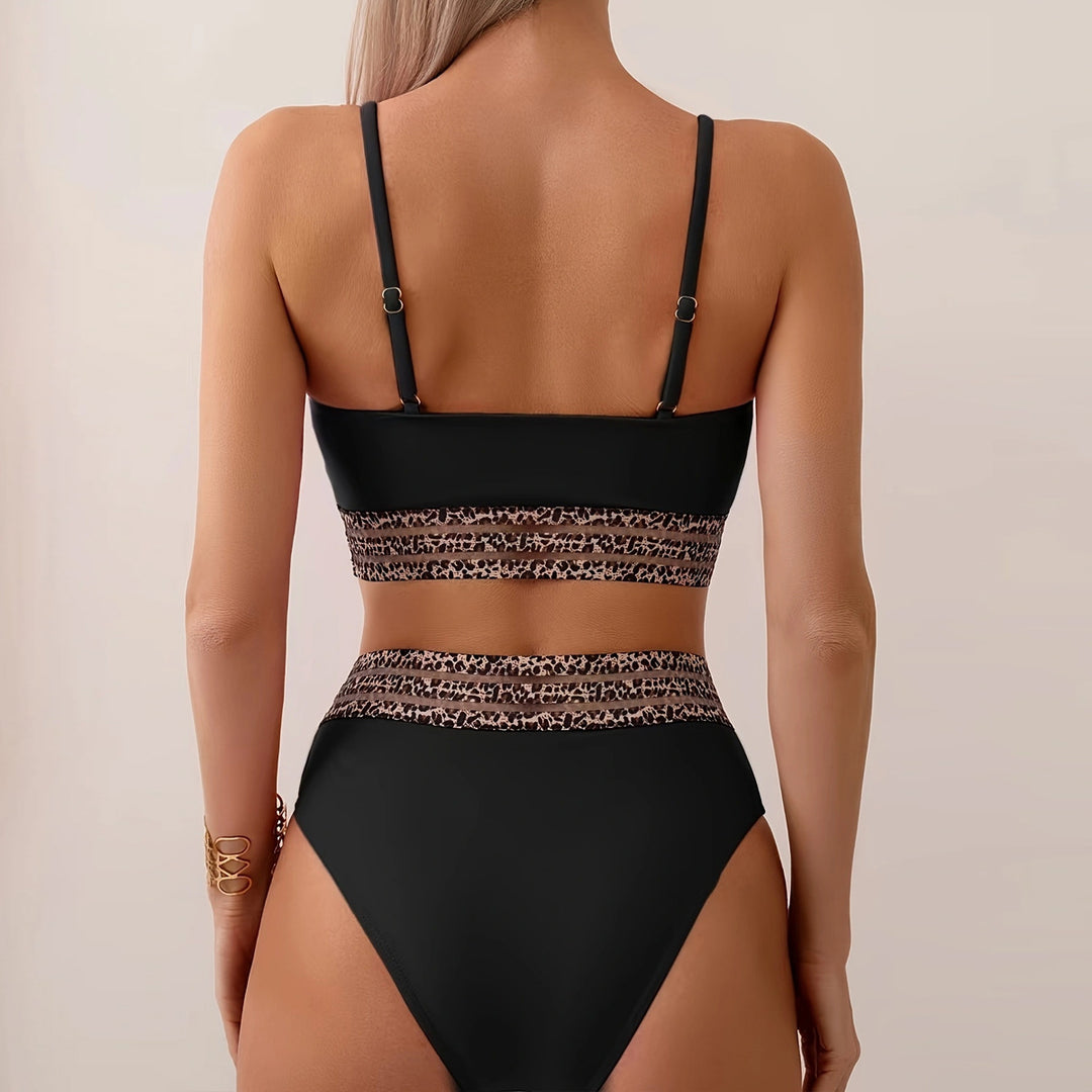 Dame Højtaljede Bikini-sæt med moderigtige Leopardsk_details Skovae