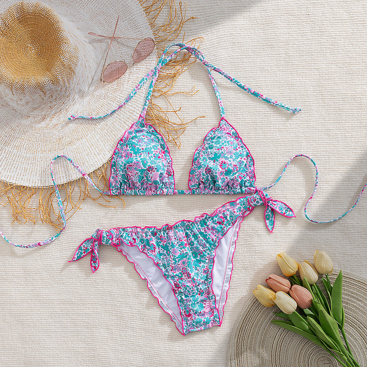 Damer floral mønstret trekant-bikini Skovae