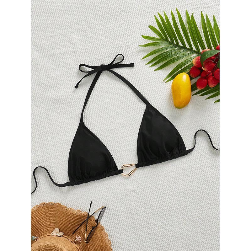 Dame triangel-bikini med elegant snøring og dekorativ ring Skovae