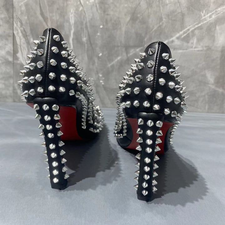 Femme Spiked Spids-Tå Hæl Sko Stilla