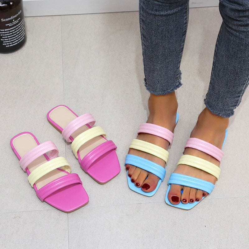 Dame mode slides med brede remme Stilla