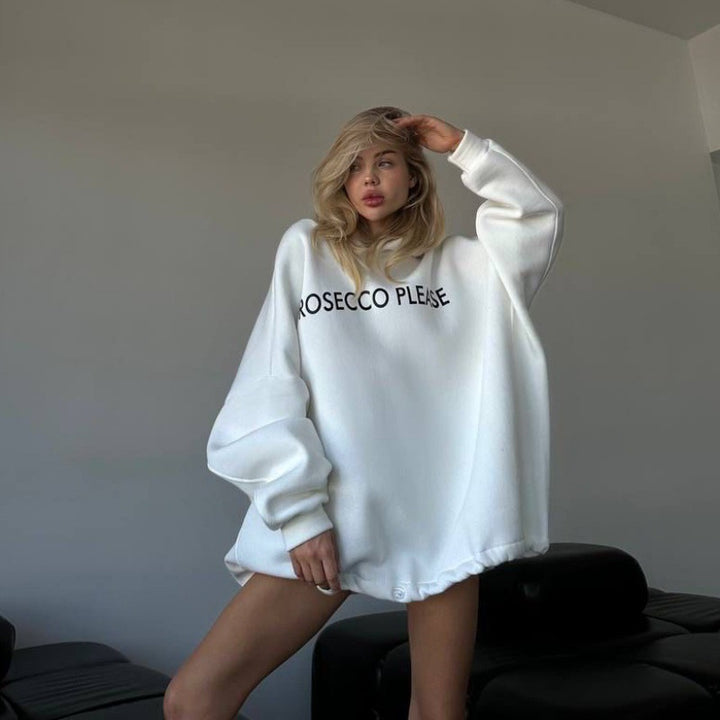 Kvinder Casual Oversized Hoodie med Snor og Ribbet Manchetter Skovae