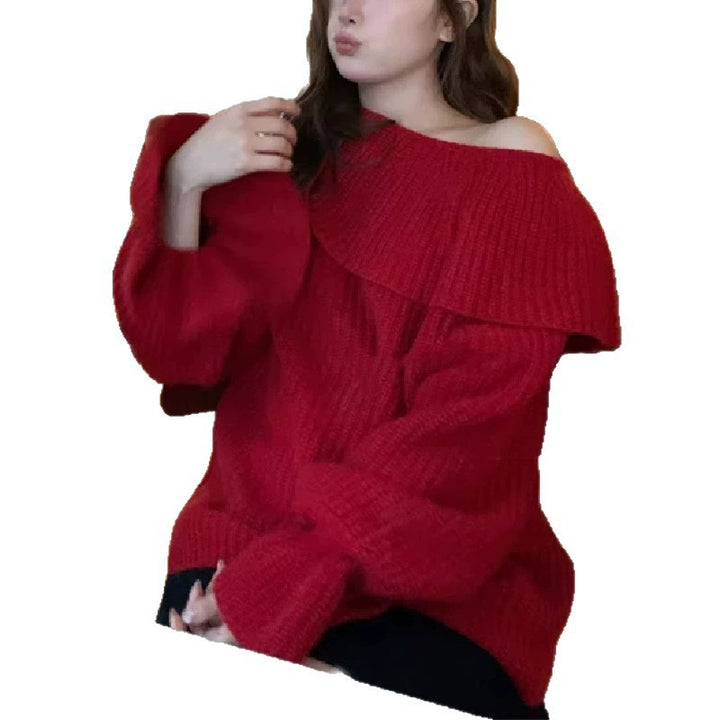 Damer Off-Shoulder Sweater lavet af grov Strik Stilla