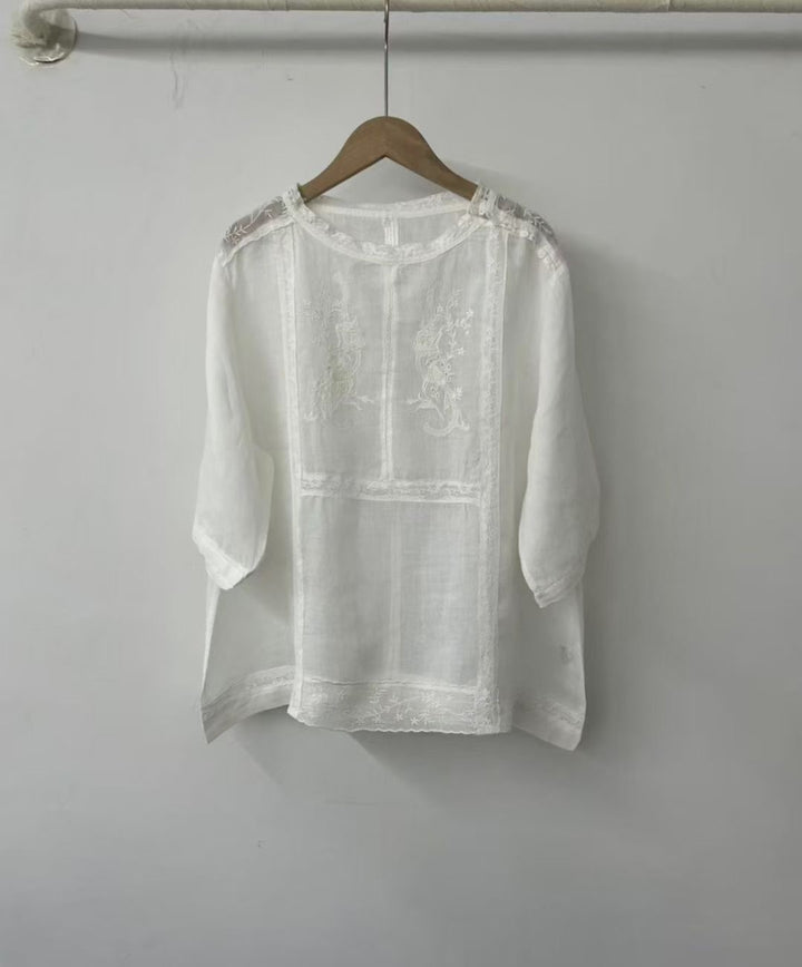 Kvinde Broderet Gennemsigtig Bluse Stilla
