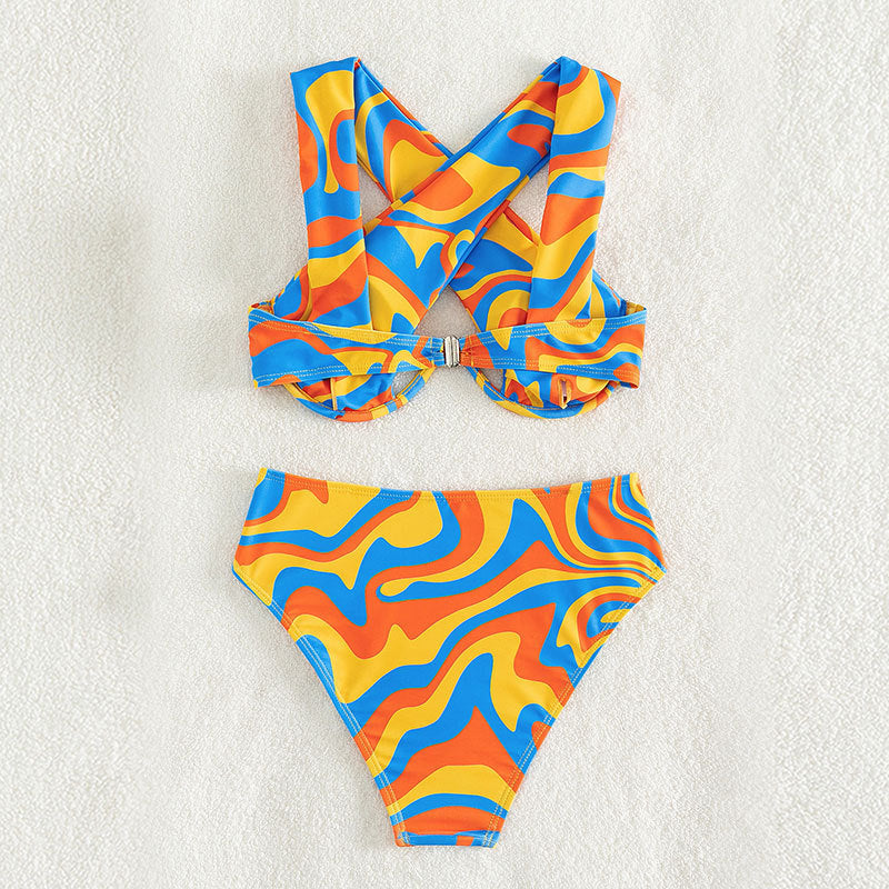 Dame bikini sæt med asymmetrisk design og høj talje Skovae