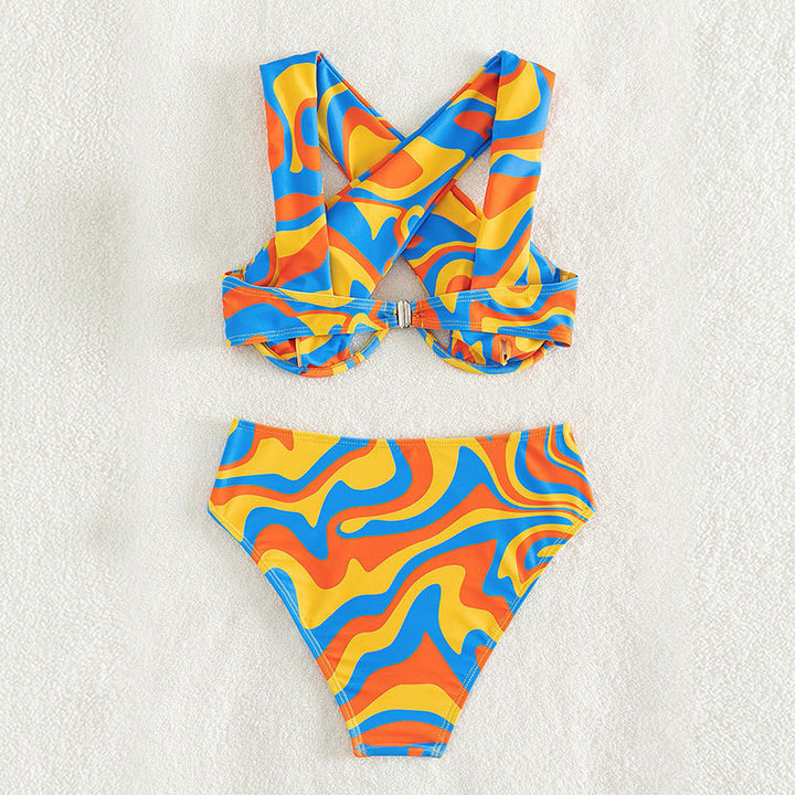 Dame bikini sæt med asymmetrisk design og høj talje Skovae