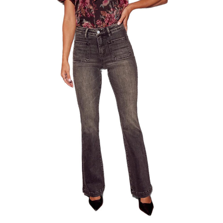 Dame klassiske Bootcut-jeans med høj talje og bæltestropper Stilla