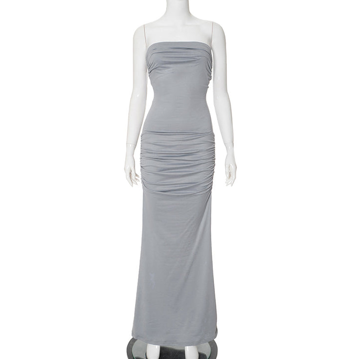 Femme Strapless Rynket Maxikjole Stilla