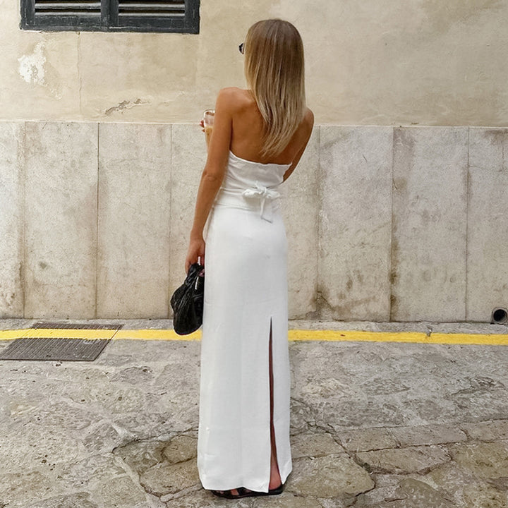 Dame elegant kombination af ærmeløs top og lang nederdel i minimalistisk stil Stilla