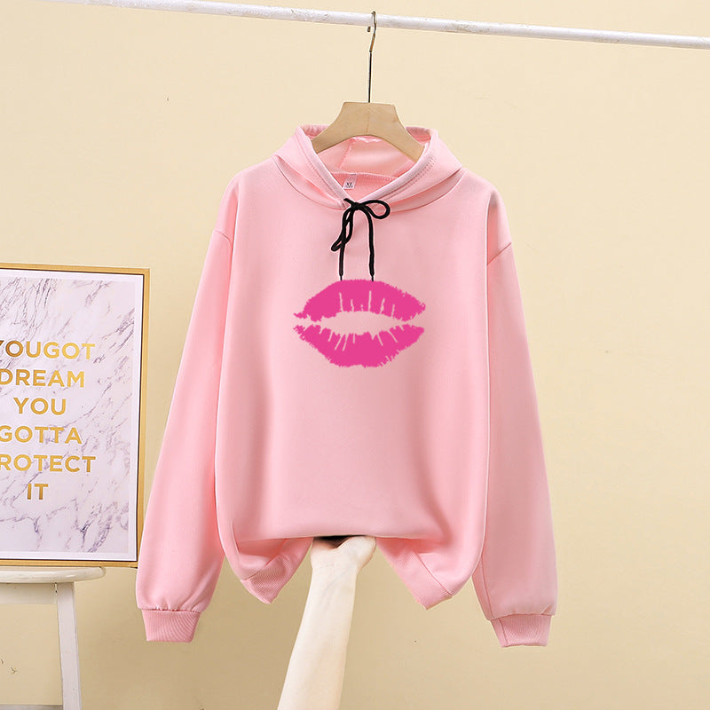 Kvindernes hoodie med iøjnefaldende læbe motiv Stilla