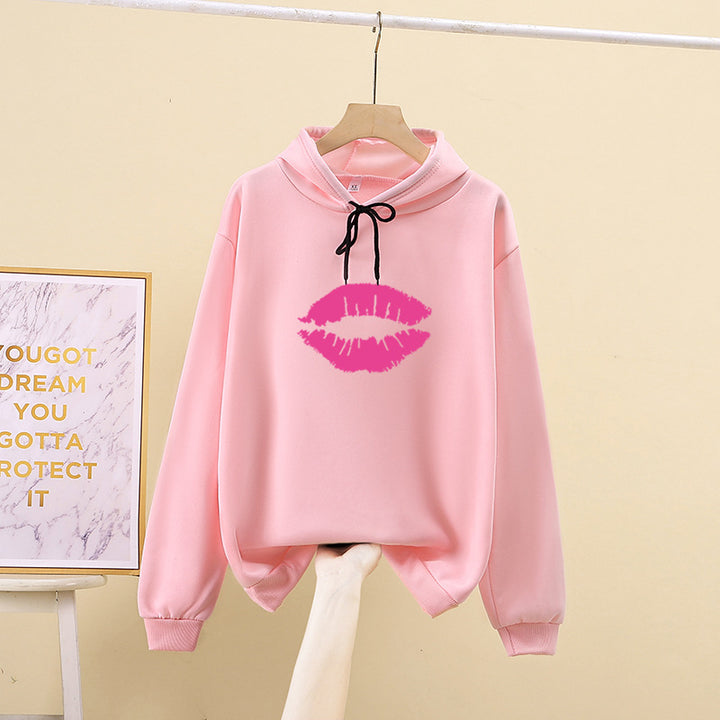 Kvindernes hoodie med iøjnefaldende læbe motiv Stilla