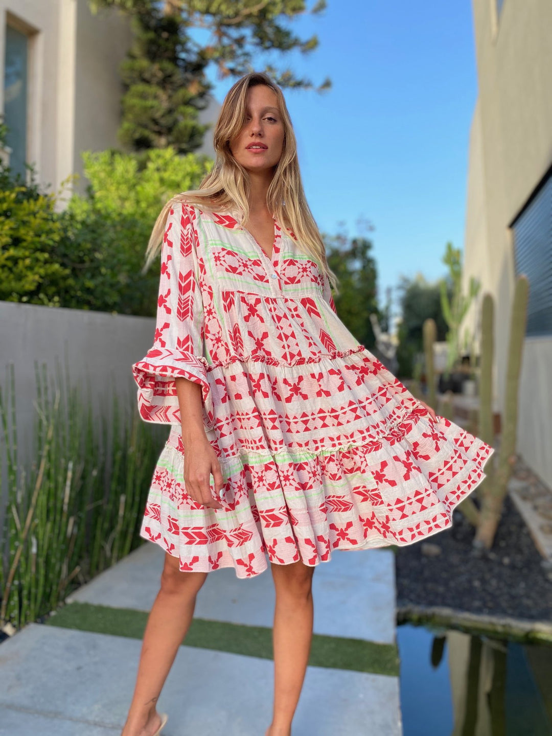 Femme Bohemian-stil lagdelt tunika kjole Stilla