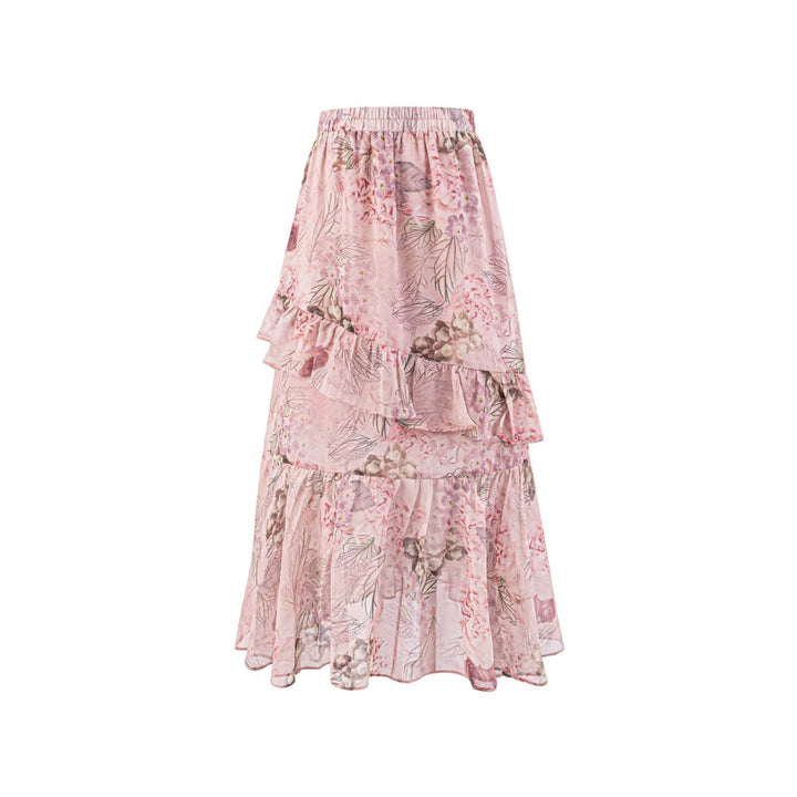 Dame ruffle sommer skirt i floral design Skovae