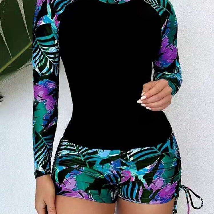 Dame Sporty Rashguard med langærmet og trendy tropemønster Stilla