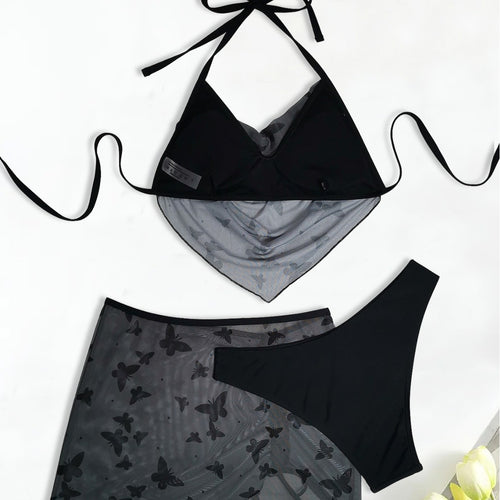 Dame bikini-sæt med gennemsigtig nederdel og raffineret design Stilla