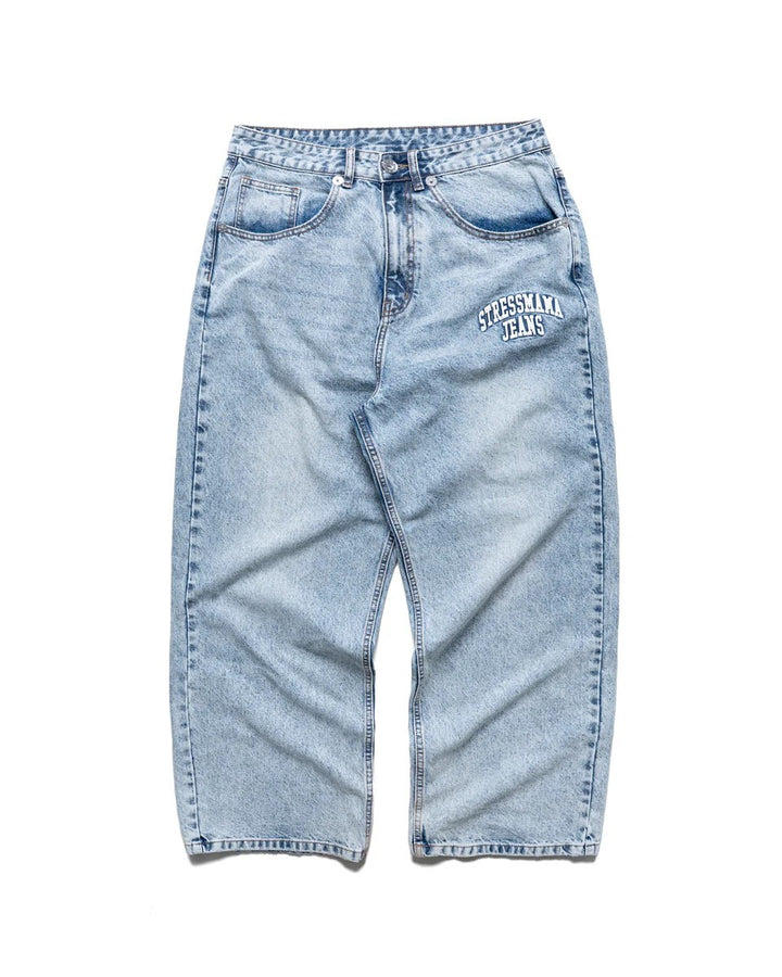 Dame løse denim-jeans med stilfuldt broderidesign Skovae