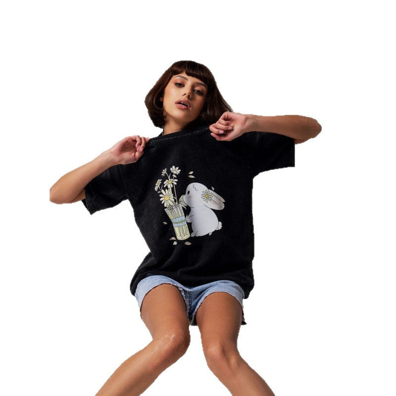 Dame T-shirt med afslappet kunstmotiv og behagelig pasform Stilla