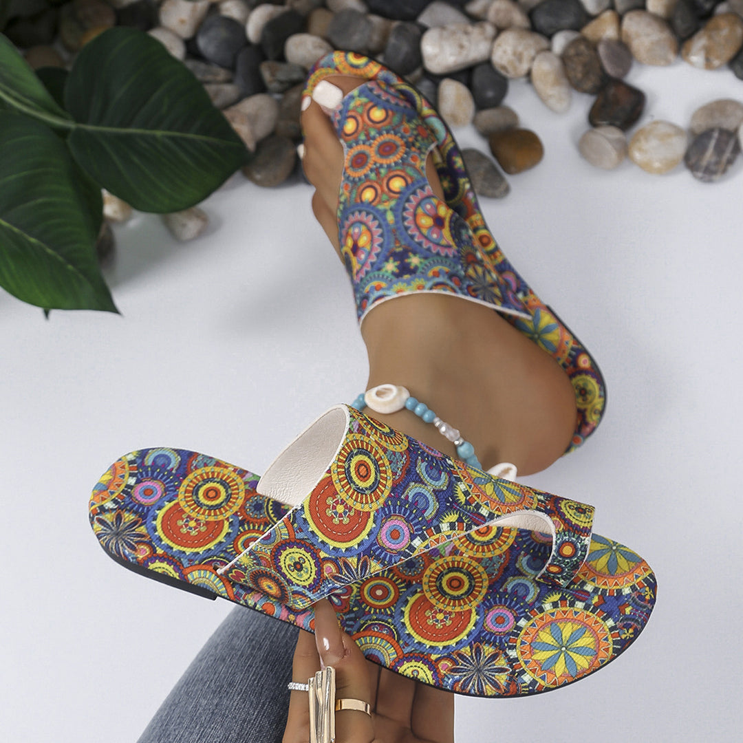 Dame flip-flops sandaler med elegant paisley mønster og blødt polstret fodseng Stilla