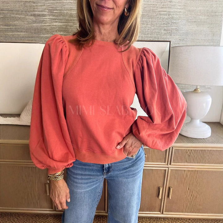 Dame sweatshirt med voluminøse puffærmer Stilla