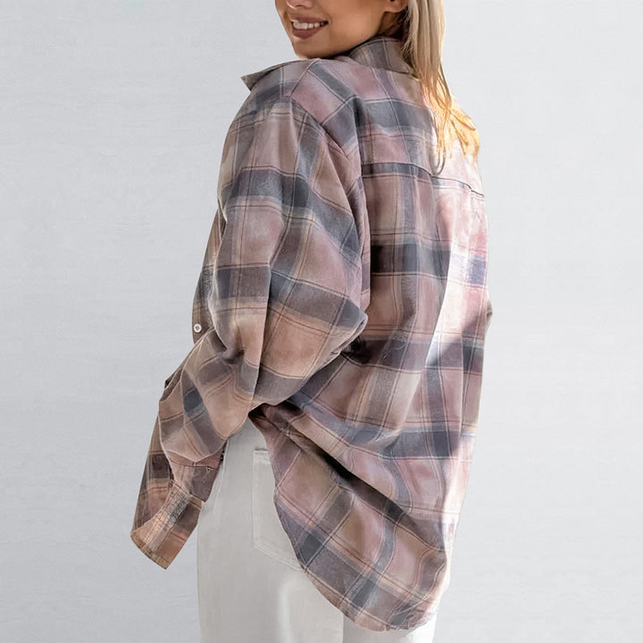 Dame Ternet Overshirt-Bluse i let bomuldsblanding med afslappet snit Stilla