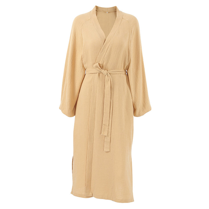 Dame elegant V-hals Kimono-morgenkåbe med taljebælte og vidt skårne ærmer Stilla