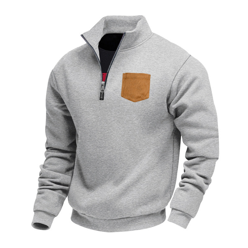 Herrer fleece-trøje med halvm zipper og praktisk brystlomme Stilla